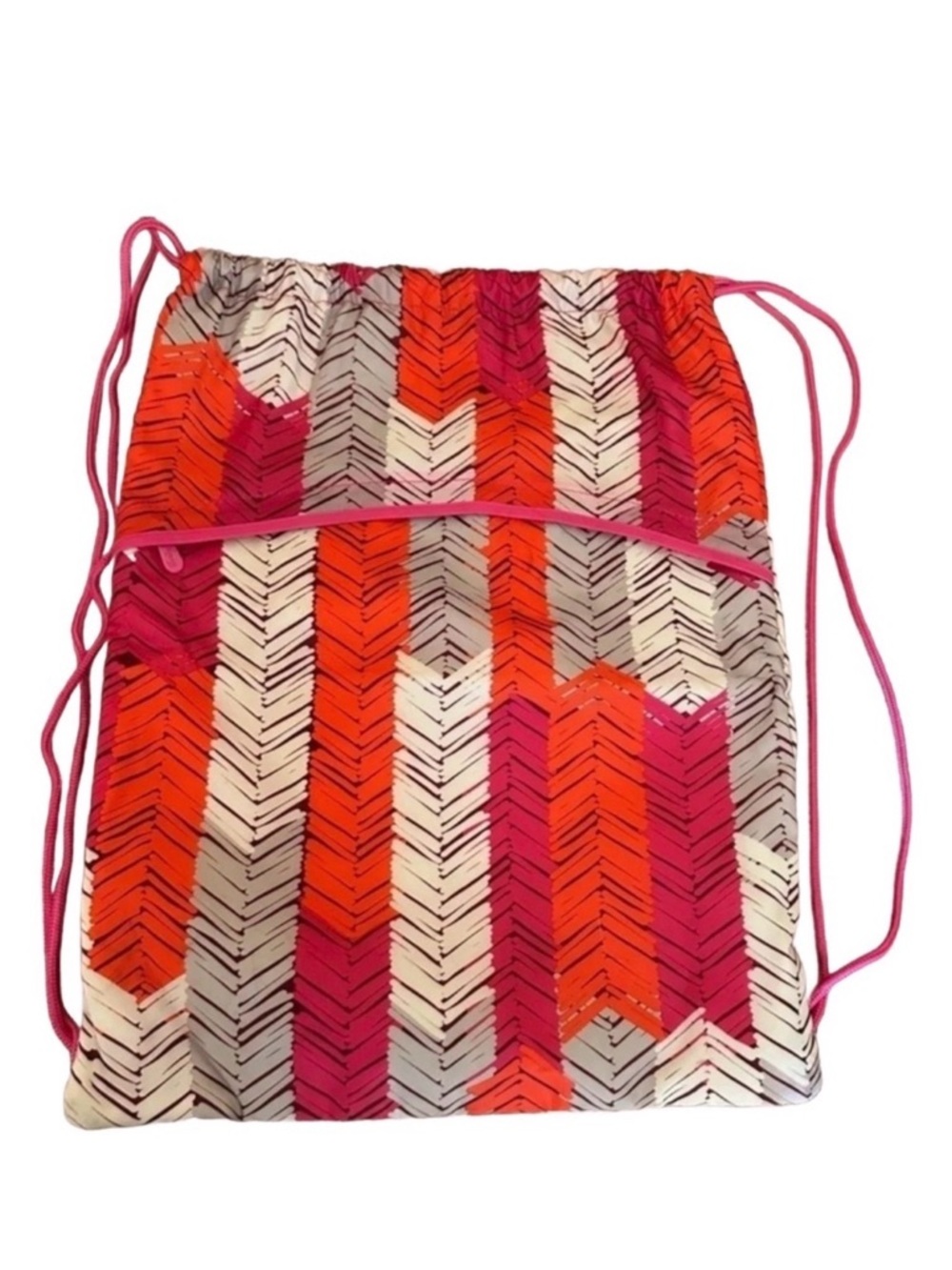 THIRTY-ONE ~ Multi-colored herringbone print canvas gym bag front pocket